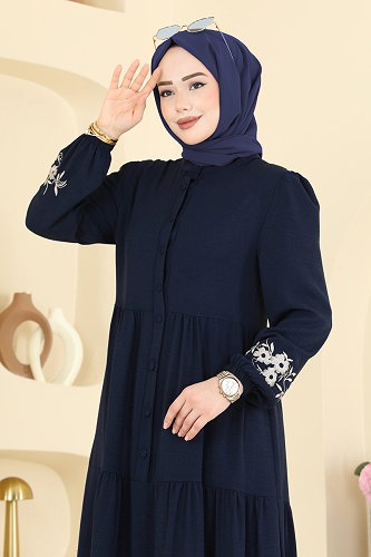 moda selvim Dress PL9198 Dark Navy Blue - Thumbnail