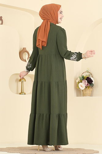 moda selvim Dress PL9198 Khaki - Thumbnail