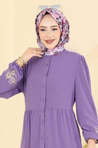 moda selvim Dress PL9198 Light Lilac - Thumbnail
