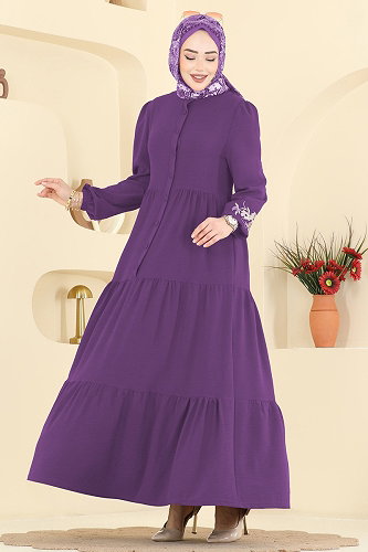 moda selvim الفستان ليلكي PL9198 - Thumbnail