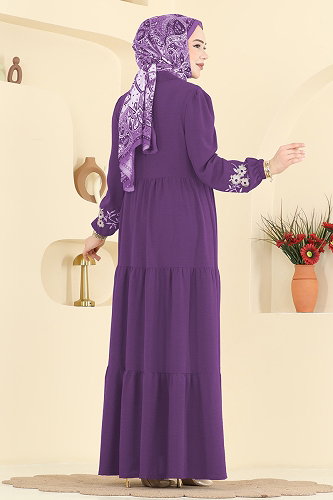 moda selvim الفستان ليلكي PL9198 - Thumbnail