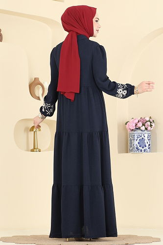 moda selvim Dress PL9198 Navy Blue - Thumbnail