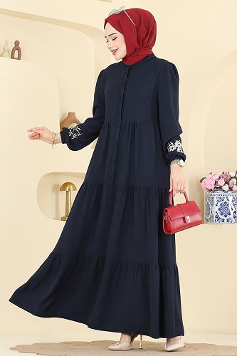 moda selvim الفستان كحلي PL9198 - Thumbnail