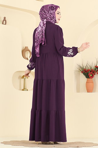 moda selvim الفستان أرجواني PL9198 - Thumbnail