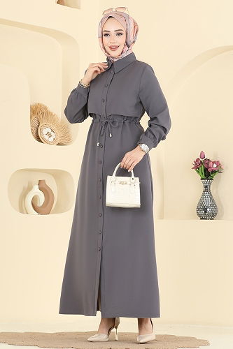 moda selvim Dress PL9199 Anthracite - Thumbnail