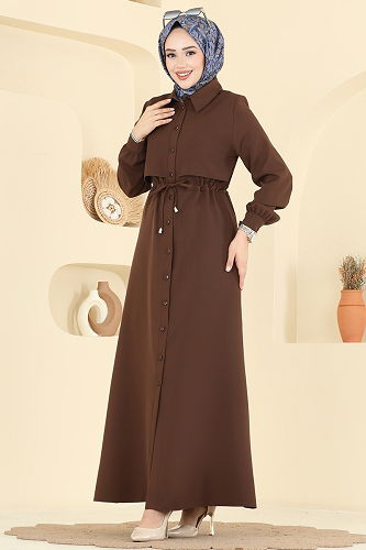 moda selvim Dress PL9199 Brown - Thumbnail