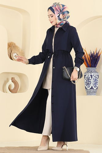 moda selvim Dress PL9199 Navy Blue - Thumbnail