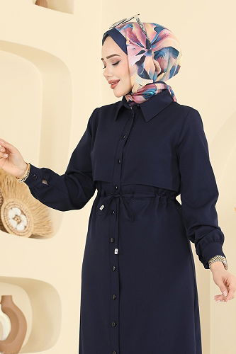 moda selvim الفستان كحلي PL9199 - Thumbnail