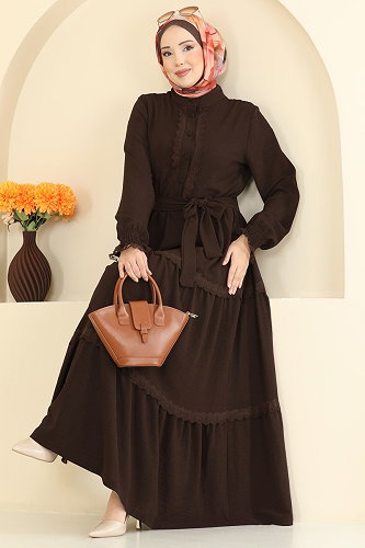moda selvim Dress PL9200 Bitter Brown - Thumbnail