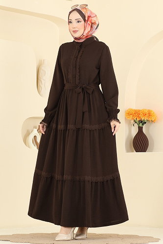 moda selvim Dress PL9200 Bitter Brown - Thumbnail