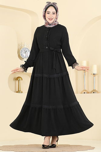 moda selvim Dress PL9200 Black - Thumbnail