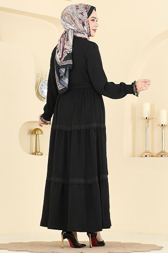 moda selvim Dress PL9200 Black - Thumbnail