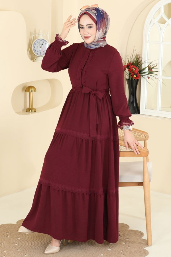 Modaselvim Dress Dress PL9200 Burgundy