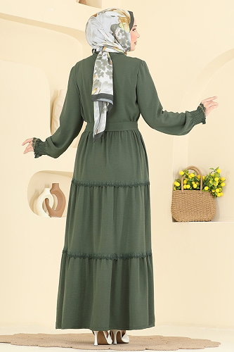 moda selvim Dress PL9200 Dark Khaki - Thumbnail
