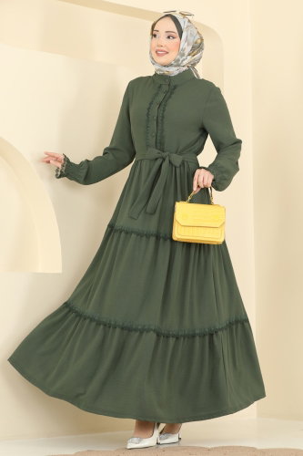 P.L. - الفستان أخضر عفني غامق PL9200