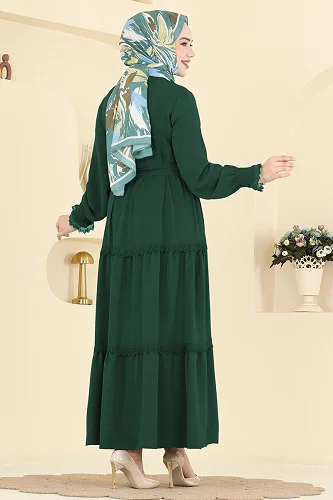 moda selvim Dress PL9200 Emerald - Thumbnail