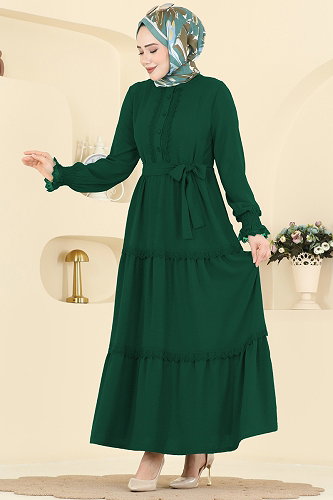 moda selvim Dress PL9200 Emerald - Thumbnail