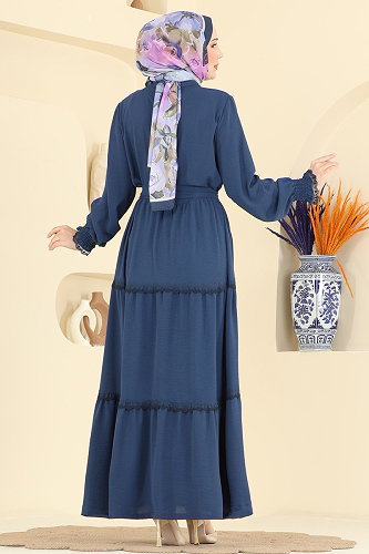 moda selvim Dress PL9200 Indigo - Thumbnail