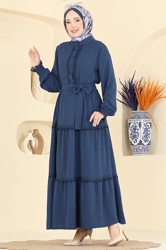 moda selvim الفستان ازرق PL9200 - Thumbnail