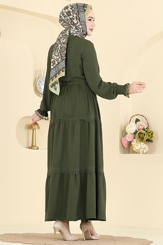 moda selvim الفستان اخضر عفني PL9200 - Thumbnail