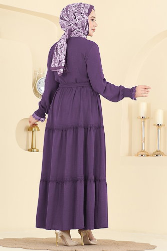 moda selvim Dress PL9200 Lilac - Thumbnail