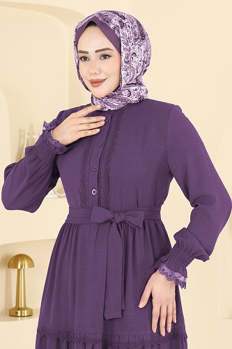 moda selvim Dress PL9200 Lilac - Thumbnail
