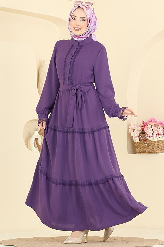 moda selvim الفستان ليلكي PL9200 - Thumbnail