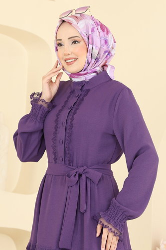 moda selvim الفستان ليلكي PL9200 - Thumbnail