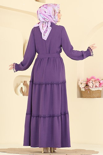 moda selvim الفستان ليلكي PL9200 - Thumbnail