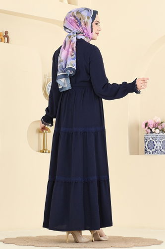 moda selvim الفستان كحلي PL9200 - Thumbnail