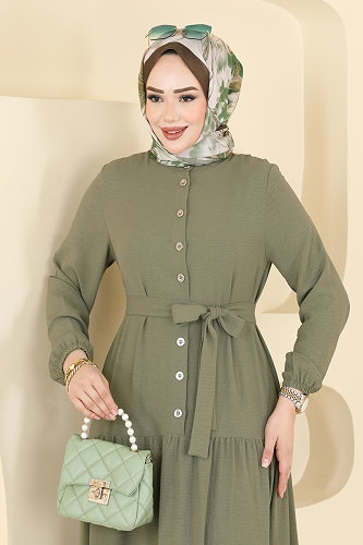 moda selvim الفستان أخضر عشبي PL9203 - Thumbnail