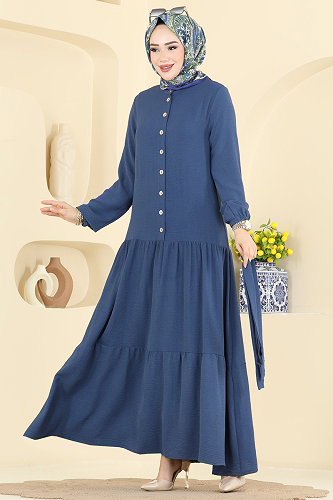 moda selvim Dress PL9203 Indigo - Thumbnail
