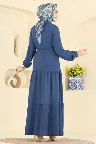 moda selvim Dress PL9203 Indigo - Thumbnail