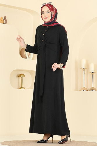 moda selvim Dress PL9206 Black - Thumbnail
