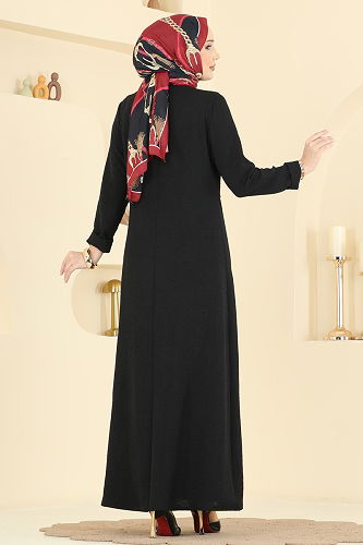 moda selvim الفستان أسود PL9206 - Thumbnail