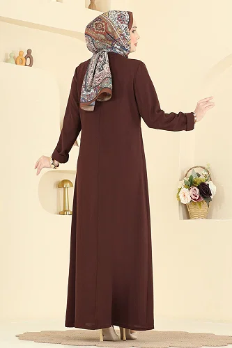 moda selvim Dress PL9206 Brown - Thumbnail