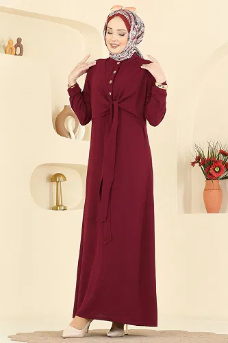 moda selvim الفستان خمري PL9206 - Thumbnail