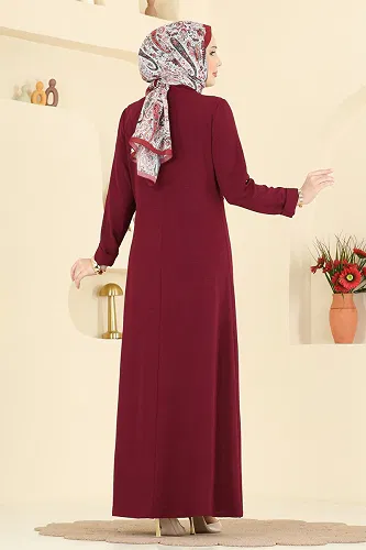 moda selvim الفستان خمري PL9206 - Thumbnail