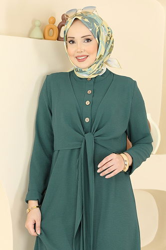 moda selvim Dress PL9206 Dark Mint - Thumbnail