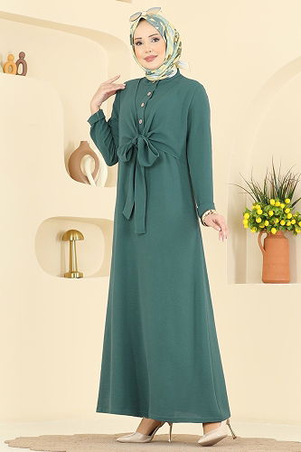 moda selvim Dress PL9206 Dark Mint - Thumbnail
