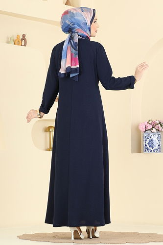 moda selvim Dress PL9206 Navy Blue - Thumbnail