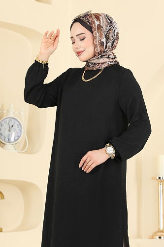 moda selvim الفستان أسود PL9208 - Thumbnail