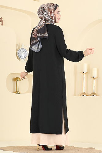moda selvim الفستان أسود PL9208 - Thumbnail