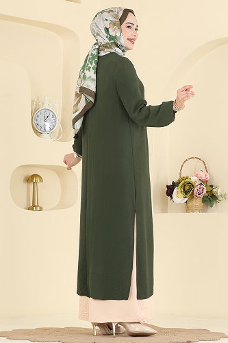 moda selvim Dress PL9208 Khaki - Thumbnail