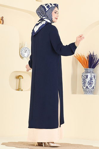moda selvim Dress PL9208 Navy Blue - Thumbnail