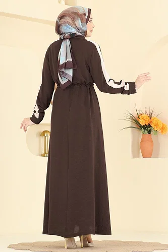 moda selvim Dress PL9209 Brown - Thumbnail