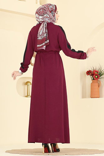 moda selvim الفستان خمري PL9209 - Thumbnail