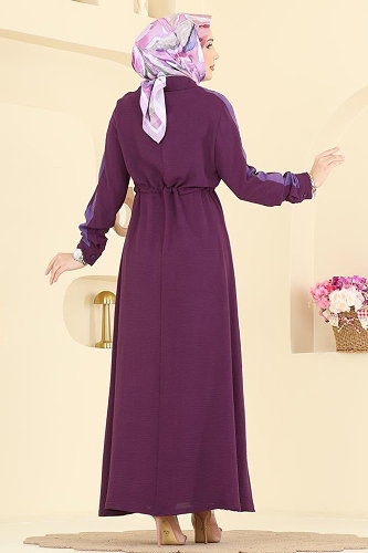 moda selvim Dress PL9209 Purple - Thumbnail
