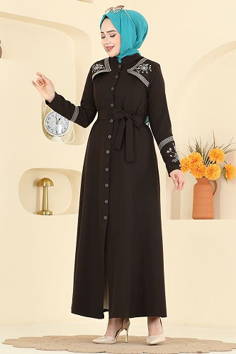 moda selvim Dress PL9211 Bitter Brown - Thumbnail