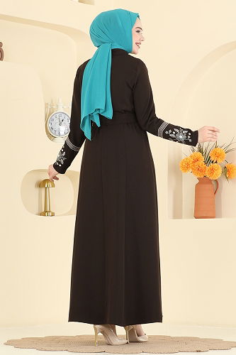 moda selvim Dress PL9211 Bitter Brown - Thumbnail